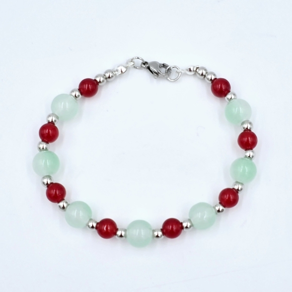 Handmade Christmas Beaded Bracelet Glass Beads Tie Dye - Picture 2 of 2